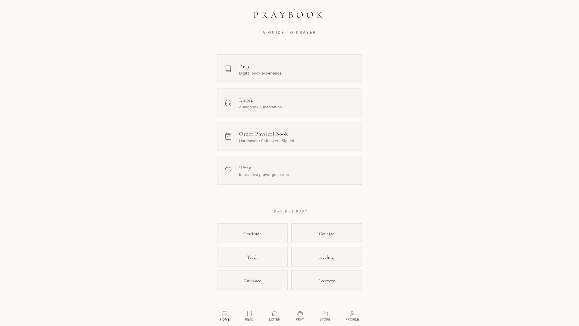Praybook — Publishing · Brand & Commerce project by Madplann Websites Co.